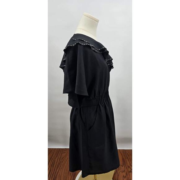 Pure Sugar Black One Shoulder Beaded Ruffle Mini Dress - Picture 2 of 5